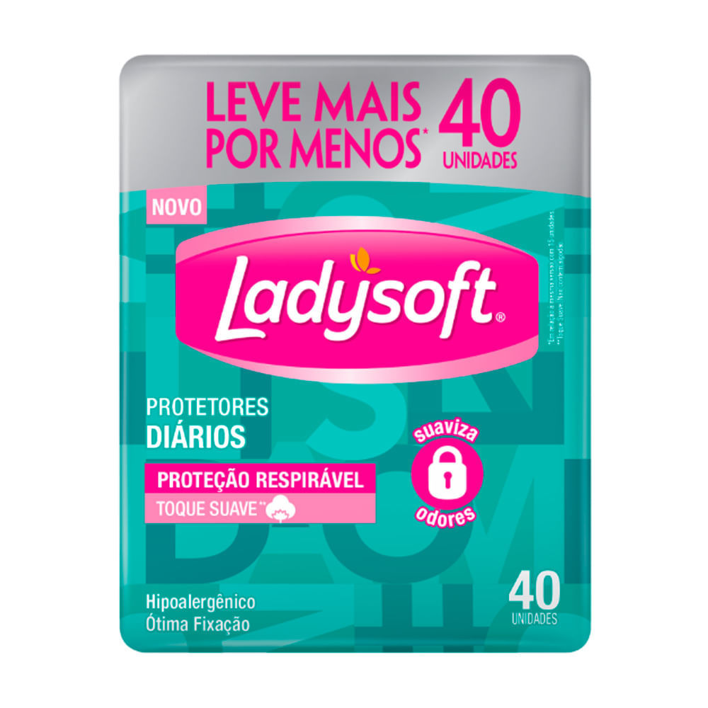 Protetor Diário Ladysoft Proteção Respirável Toque Suave 40 Unidades