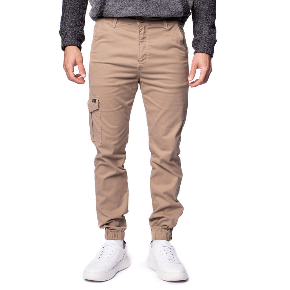 Calça de Sarja Masculina Max Denim Jogger Caqui em Oferta na Shopee