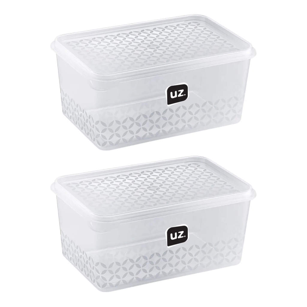 Kit 2 Unid. Pote Porta Mantimentos Retangular Transparente Multiuso 2L Uz Utilidades