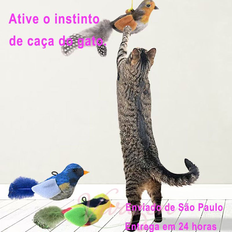Brinquedo Interativo De Pássaros De Pelúcia Para Gatos–Brinquedo Realista Com Som De Pássaro De Pelúcia Internos