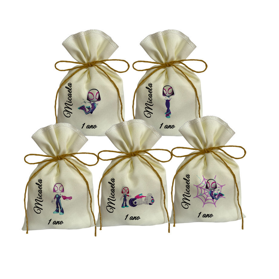 20 Saquinhos Lembrancinhas Personalizados Ghost Spider Mulher Aranha Fantasma