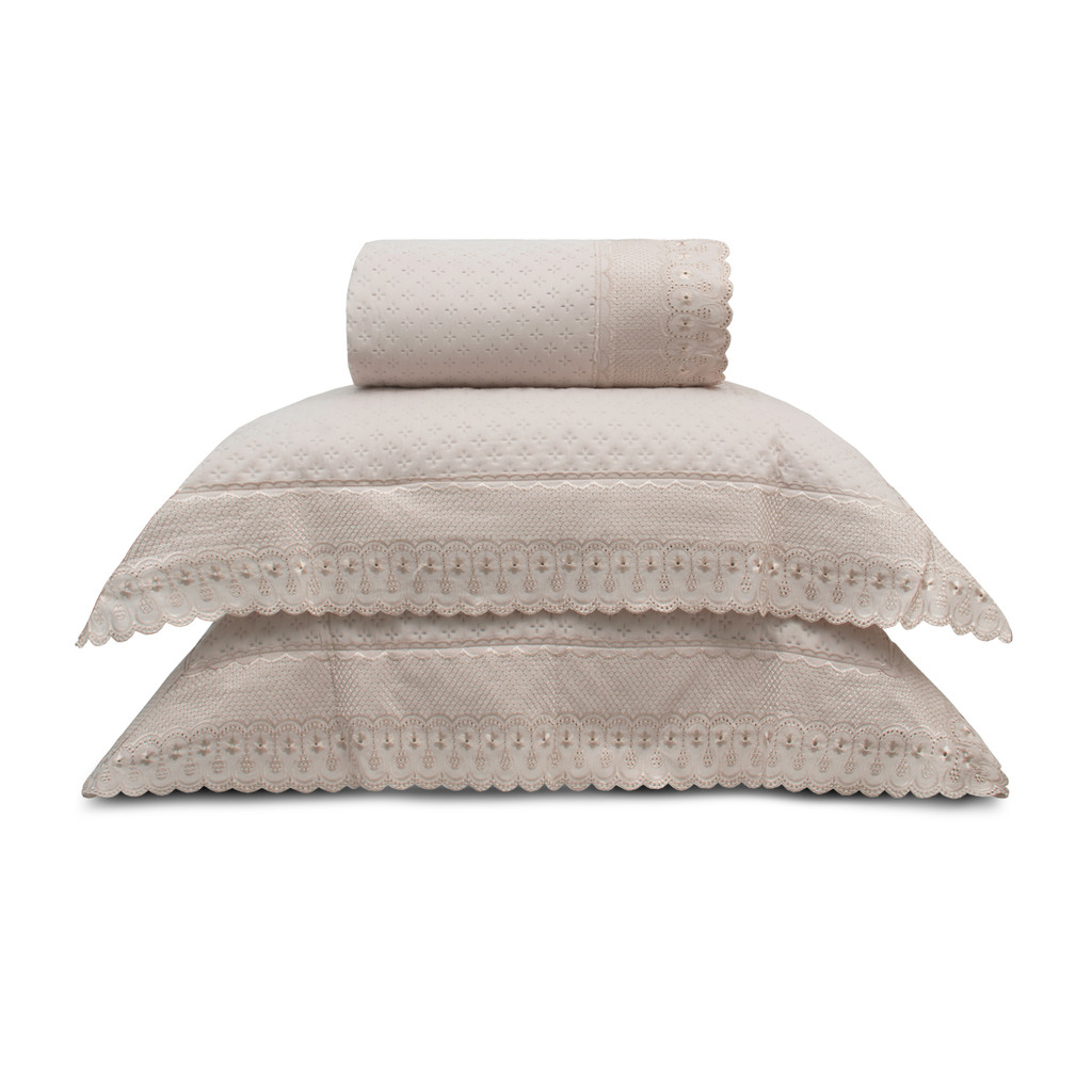 Kit Colcha com 2 Porta Travesseiros King Appel Rosa Floral