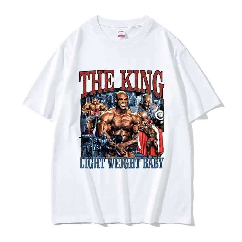 Camiseta Masculina Academia The King Lançamento 100% algodão Unissex Plus Size Oversized Premium - Estampaê