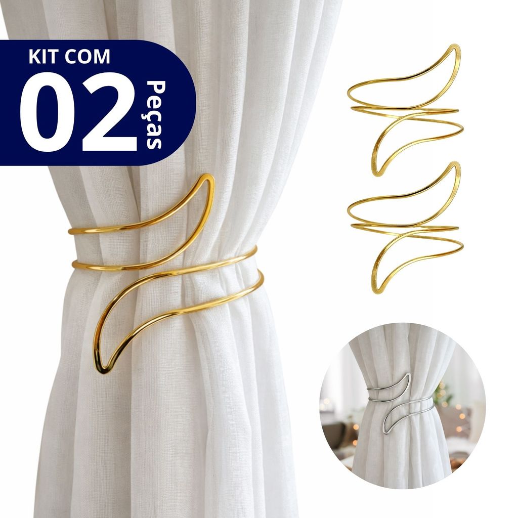 Kit 02 Prendedores de Cortina Acabamento Refinado Premium em Oferta na Shopee