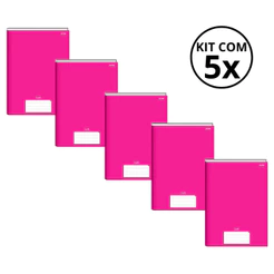 Kit Com 05 Caderno Brochura 96 Fls Capa dura - STIFF KITS:ROSA