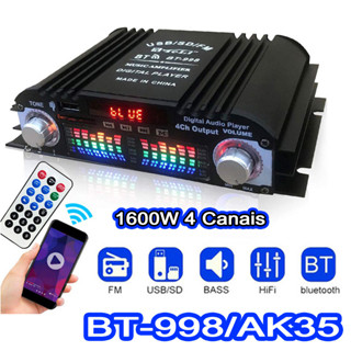 1600W Amplificador De Áudio Digital De 4 Canais Amplificador De Áudio Bluetooth Para Casa/carro em Oferta na Shopee