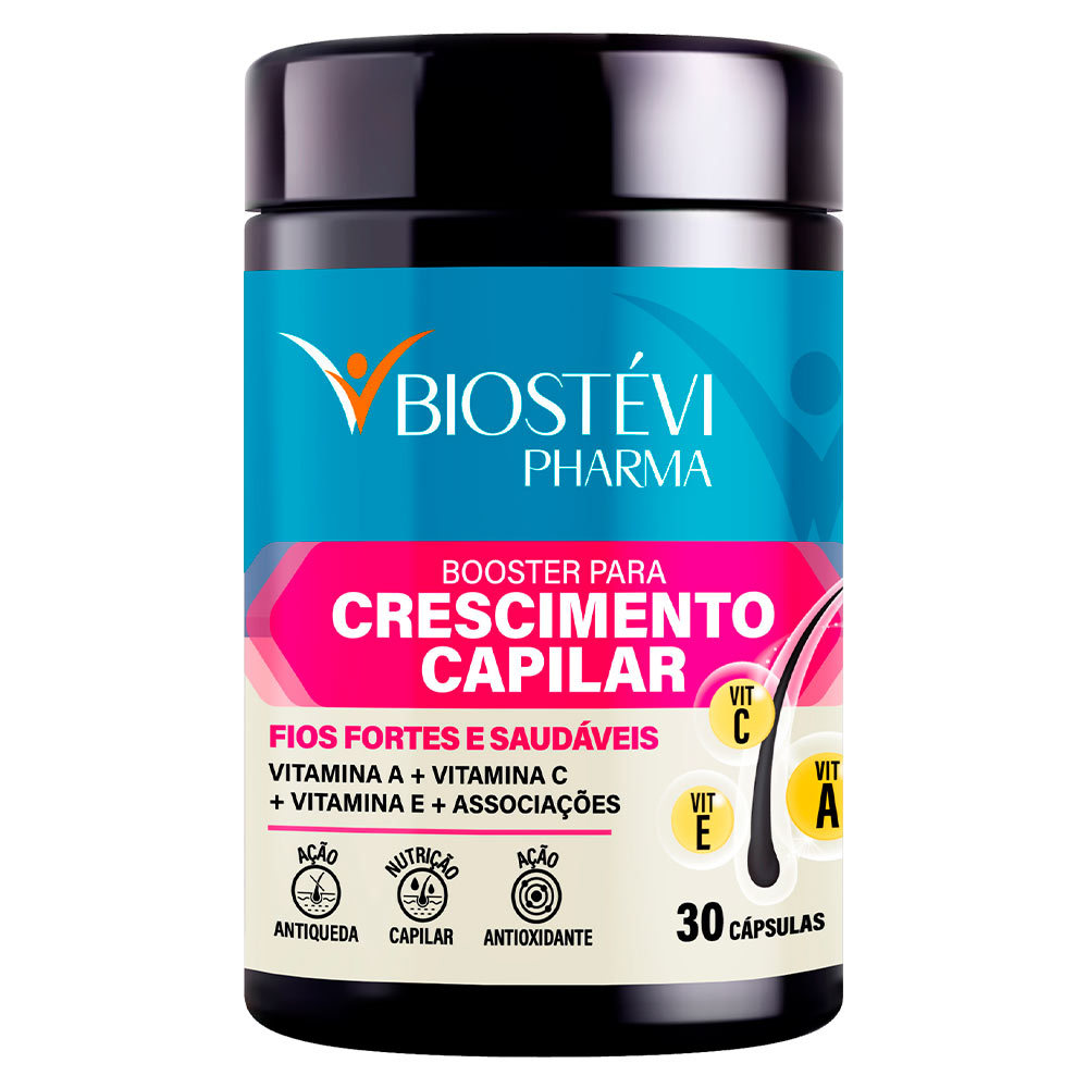 Booster Capilar Vitamina A + Vitamina C + Magnésio + Associações 30 Cápsulas