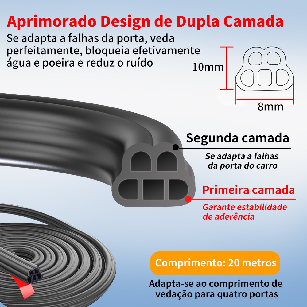 Fita de Vedação em Espuma 20m para Carro – Anti Ruído e Isolamento Acústico (Formato L) em Oferta na Shopee