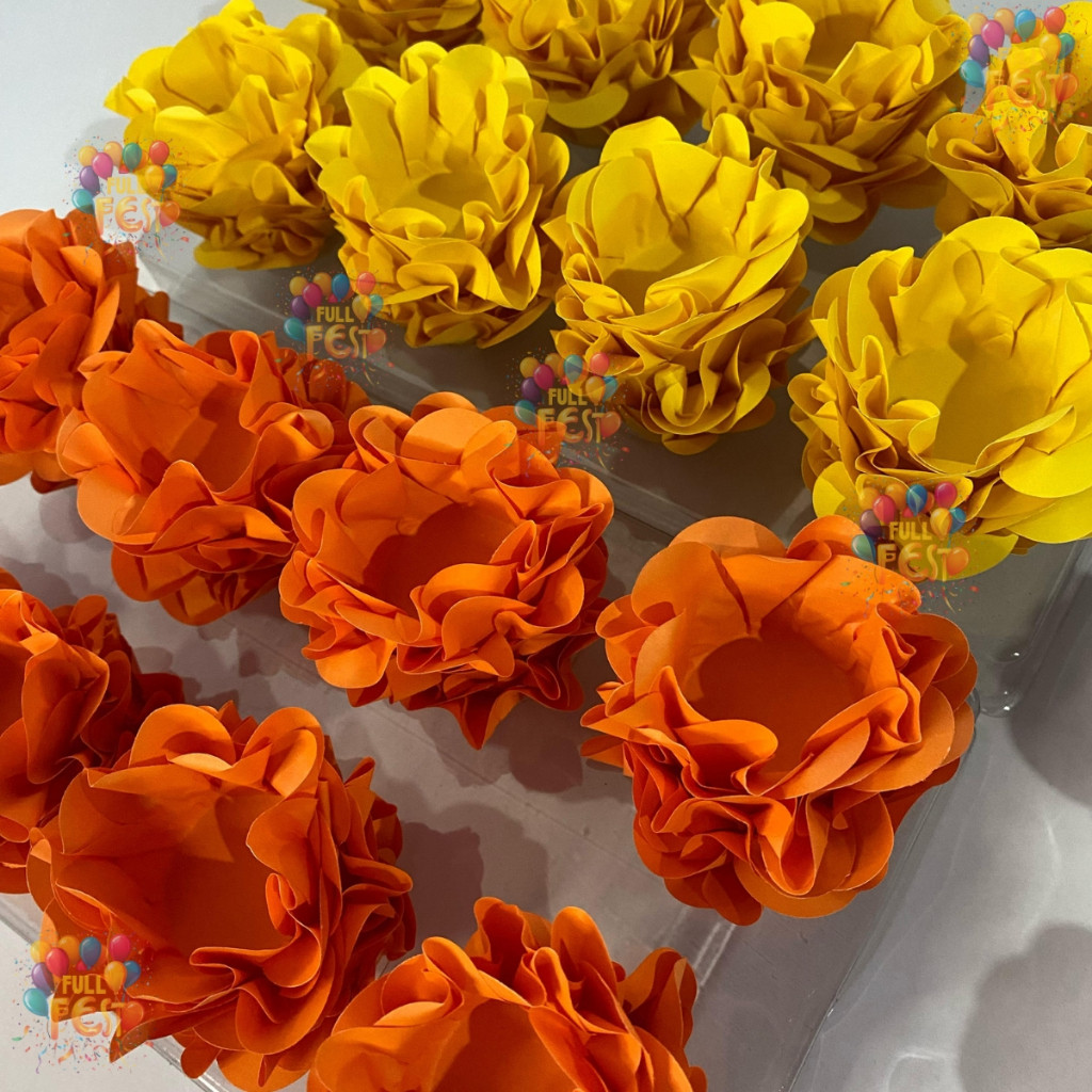 Kit 80~160 Forminha formato flor Amarelo e Laranja para Doces Finos - Casamento/Aniversário/Batizado