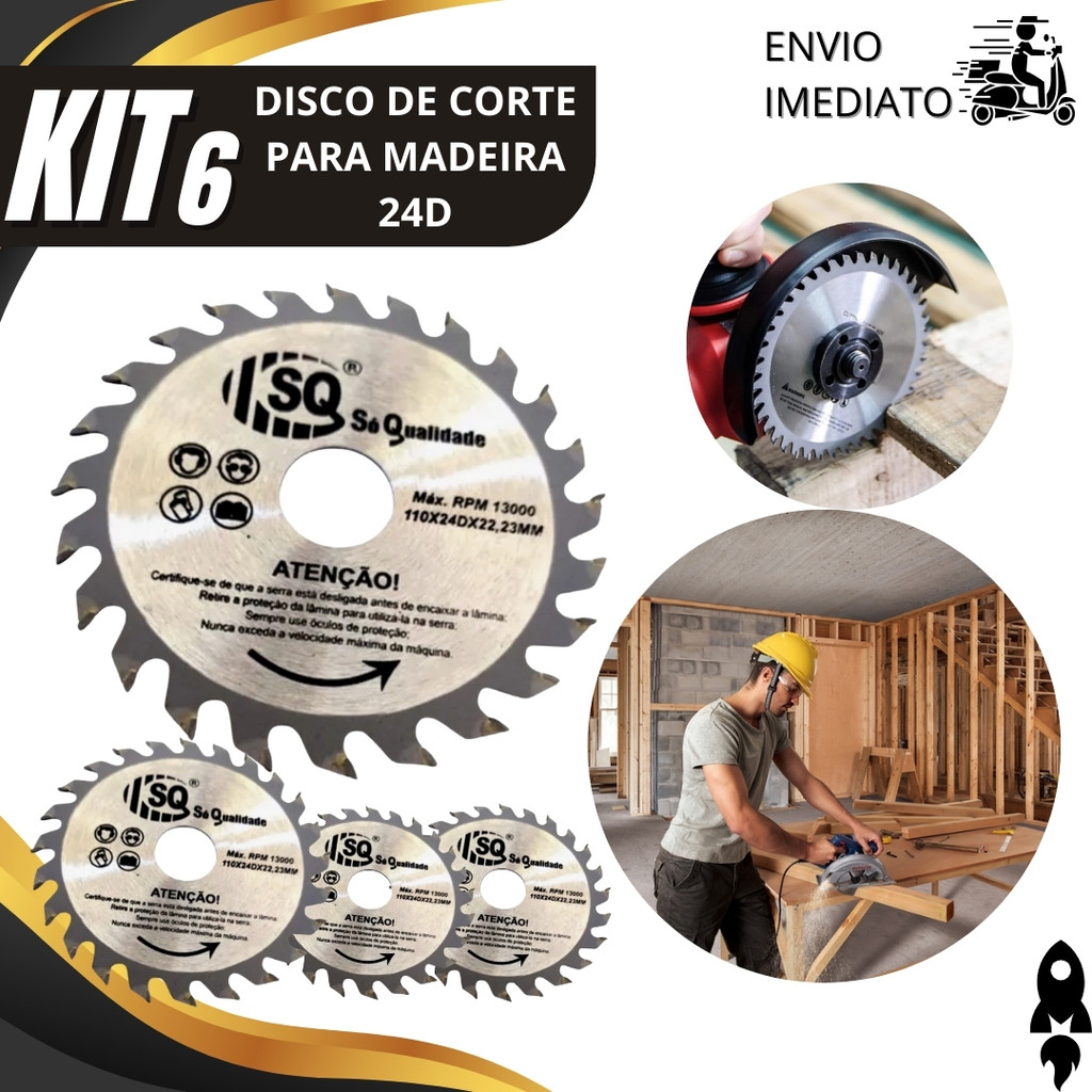 Kit 6,3 ou 2 Disco de Corte Serra Widea 110x22,23MM 24 Dentes Profissional de Serra Circular de Esmerilhadeira