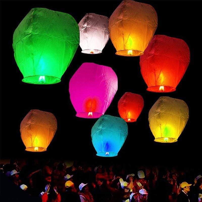 Lote Lanternas Chinesas De Papel Céu Fogo Fly Vela Lâmpada Desejo Festa De Casamento