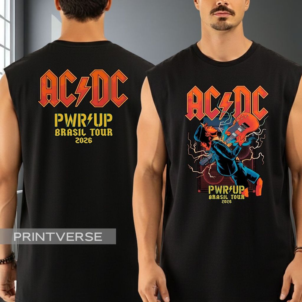 Regata Oversized Ac Dc Power Up Brasil Tour 2026 Rock’N’Roll Energy Classic Meets New Brasil Show Cavada Machao Algodão