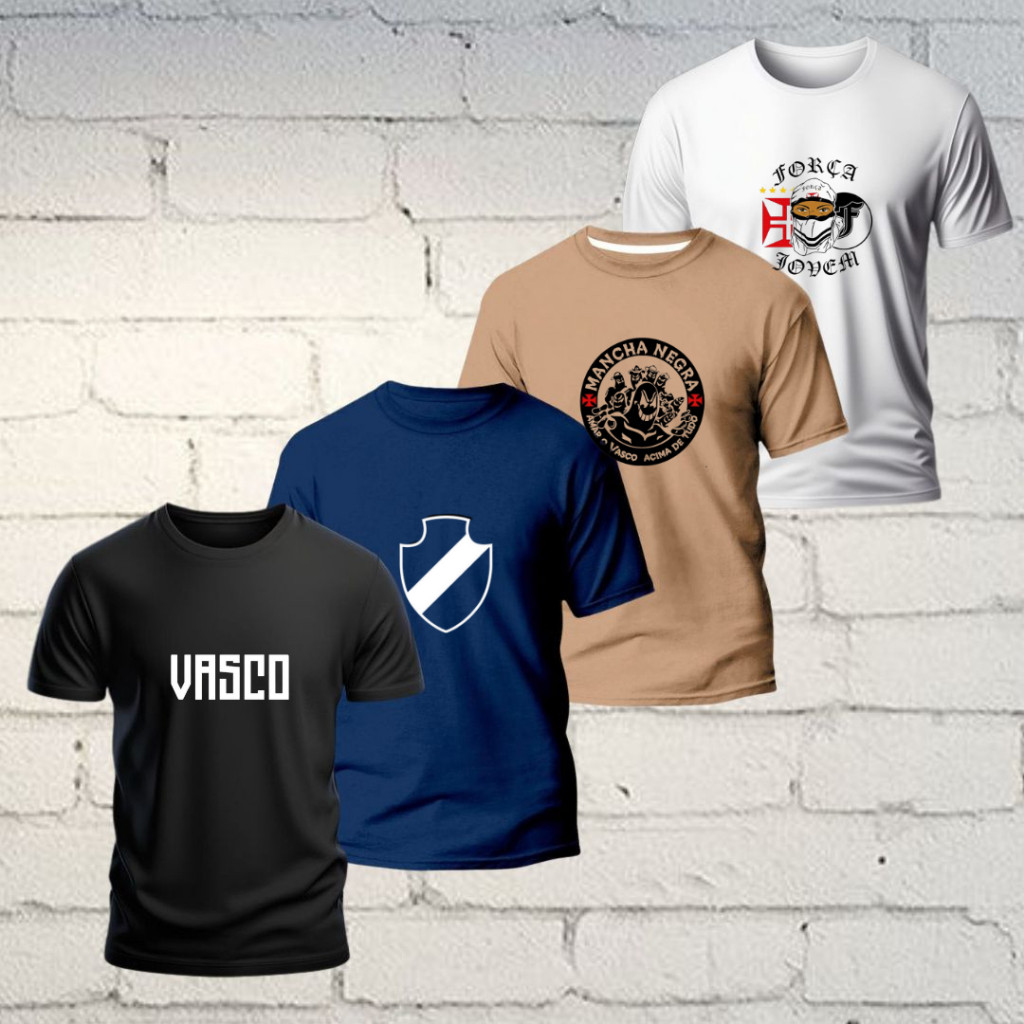 Kit 4 Camisetas Masculina Camisa Torcedor Gigante da Colina Time de Futebol 100% Algodao São Januário