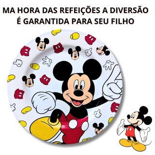 Kit Pratos Infantil Rasos de Melamina Mickey Mouse Disney Original