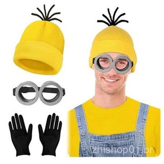 Fantasia de Cosplay de Minions do Anime Meu Malvado Favorito , Gorro Amarelo , Luvas Elásticas , Óculos Steampunk , Fe