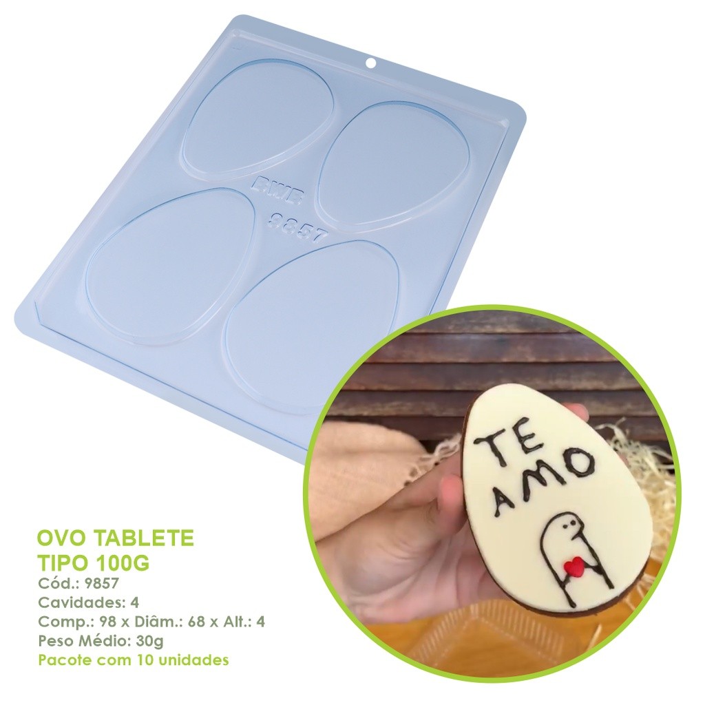 Forma Ovo Tablete Tipo 100g BWB Acetato Cód.9857 Kit 2un ~ 10un Páscoa Chocolate em Oferta na Shopee