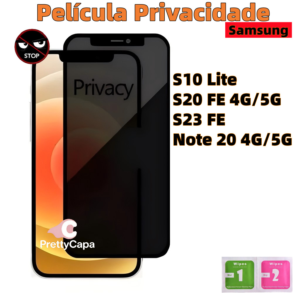 Película De Privacidade 3D Vidro Temperado Anti Spy Para Samsung Galaxy S20 S23 S10 Note 20 Lite 4G 5G