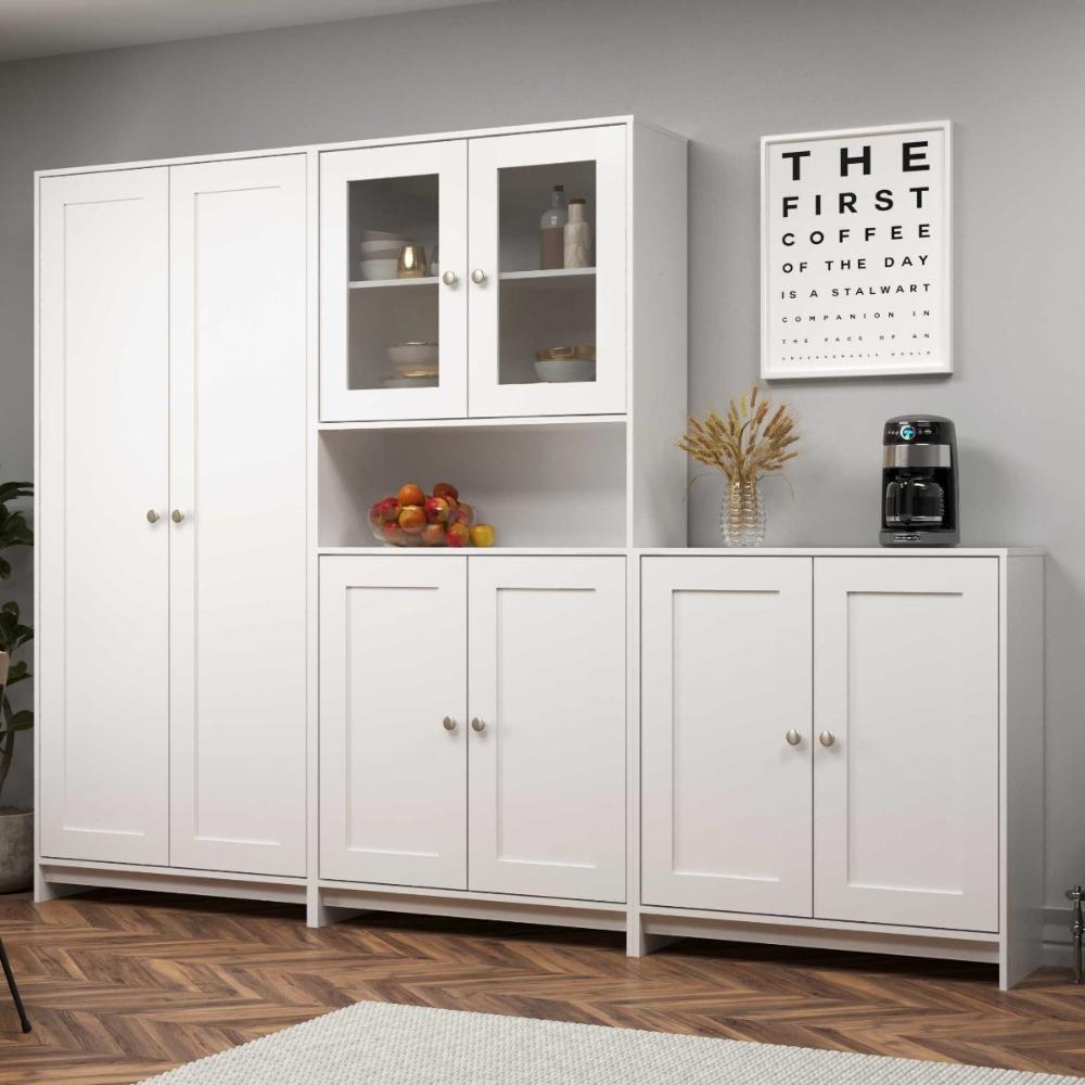 Armário Cozinha com Balcão e Paneleiro 3 Peças 8 Portas 8 Prateleiras Americano 252cm Branco Decibal · foto 2