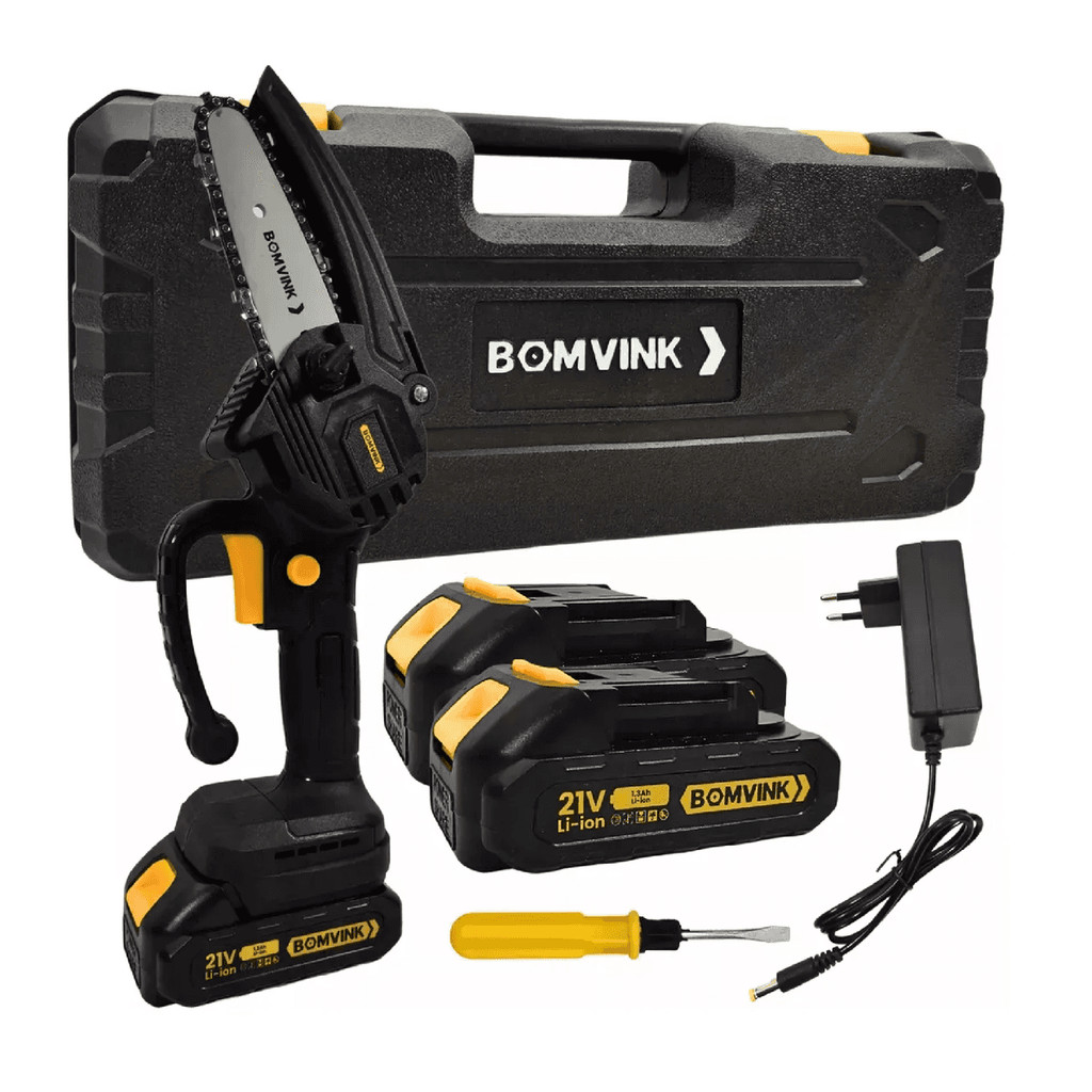 MINI MOTOSSERRA PORTATIL BATERIA 4 POLEGADAS MALETA CHAVE em Oferta na Shopee