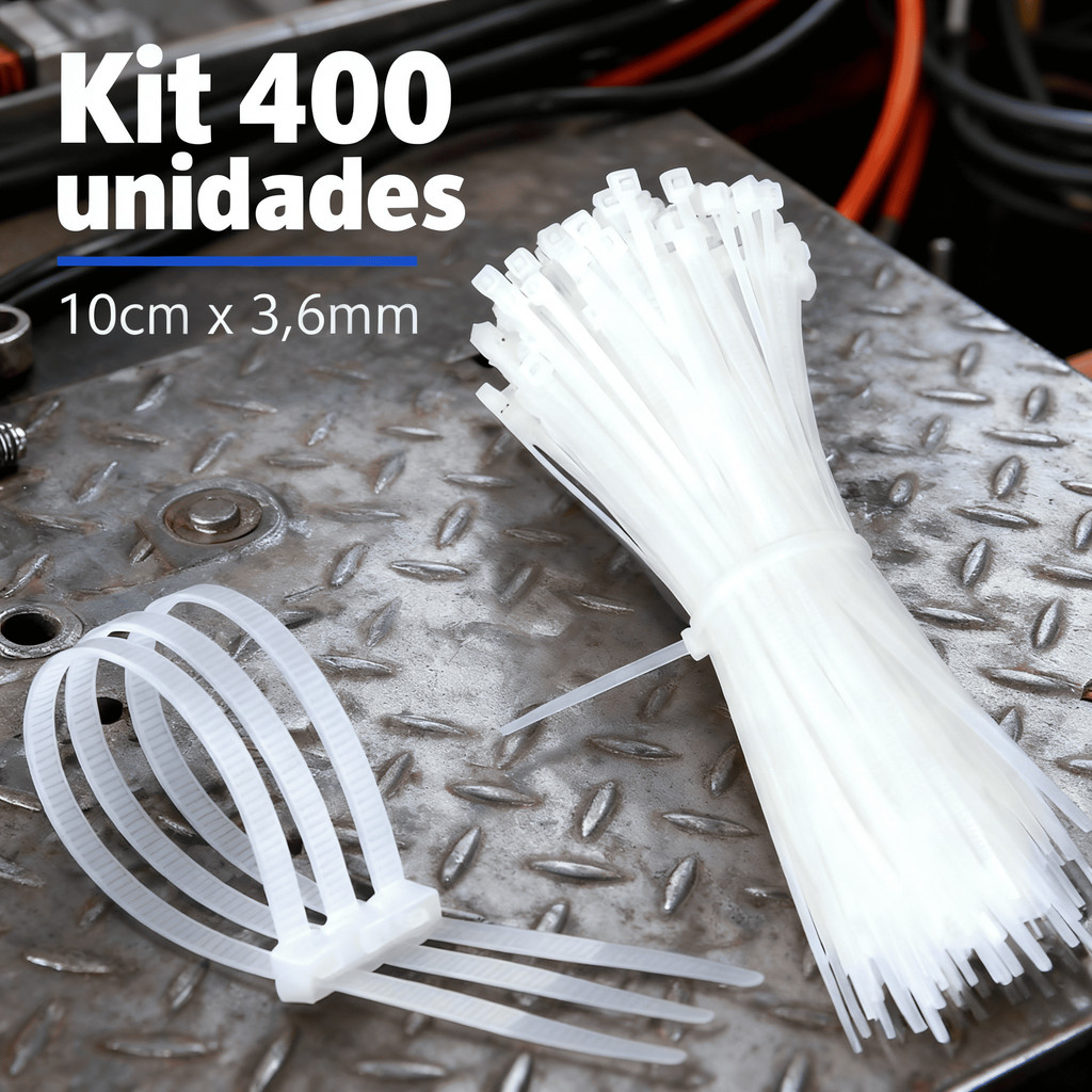 Kit 400 Abraçadeira 10cm x 3,6mm Plástica Branca Nylon Enforca Gato Presilha Lacre Fita Cinta em Oferta na Shopee