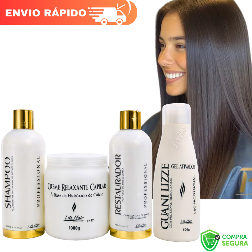 Kit Relaxante Guanidina Hidróxido De Cálcio Life Hair 1kg