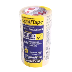 Fita para embalagem transparente 48mmX100m com 4 rolos Qualitape Adelbras