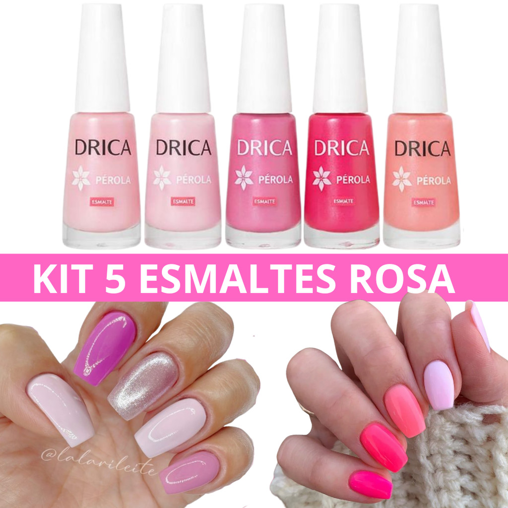 Kit 5 Esmaltes Rosa Diferentes Tons - Drica em Oferta na Shopee