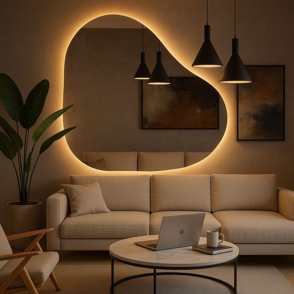 Espelho Grande Corpo Inteiro Com led Espelho Para Sala Quarto Espelho Organico -Br