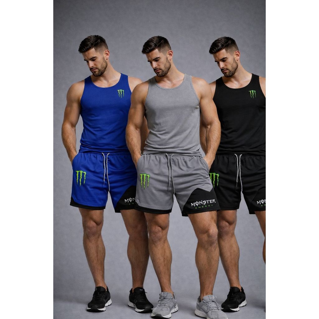 Bermuda Compressão 2 Em 1 Dry Fit com Elastano Monster, Ideal Para Treinos, Academia, Corrida, Futebol, Lutas