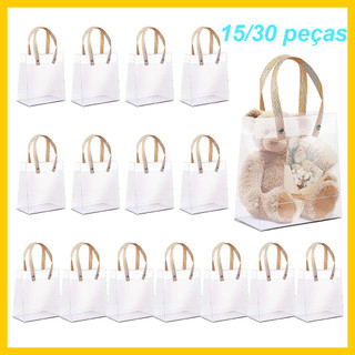 15 peças de saco de presente fosco transparente, 16x13x8cm, saco de presente para convidados, reutilizável