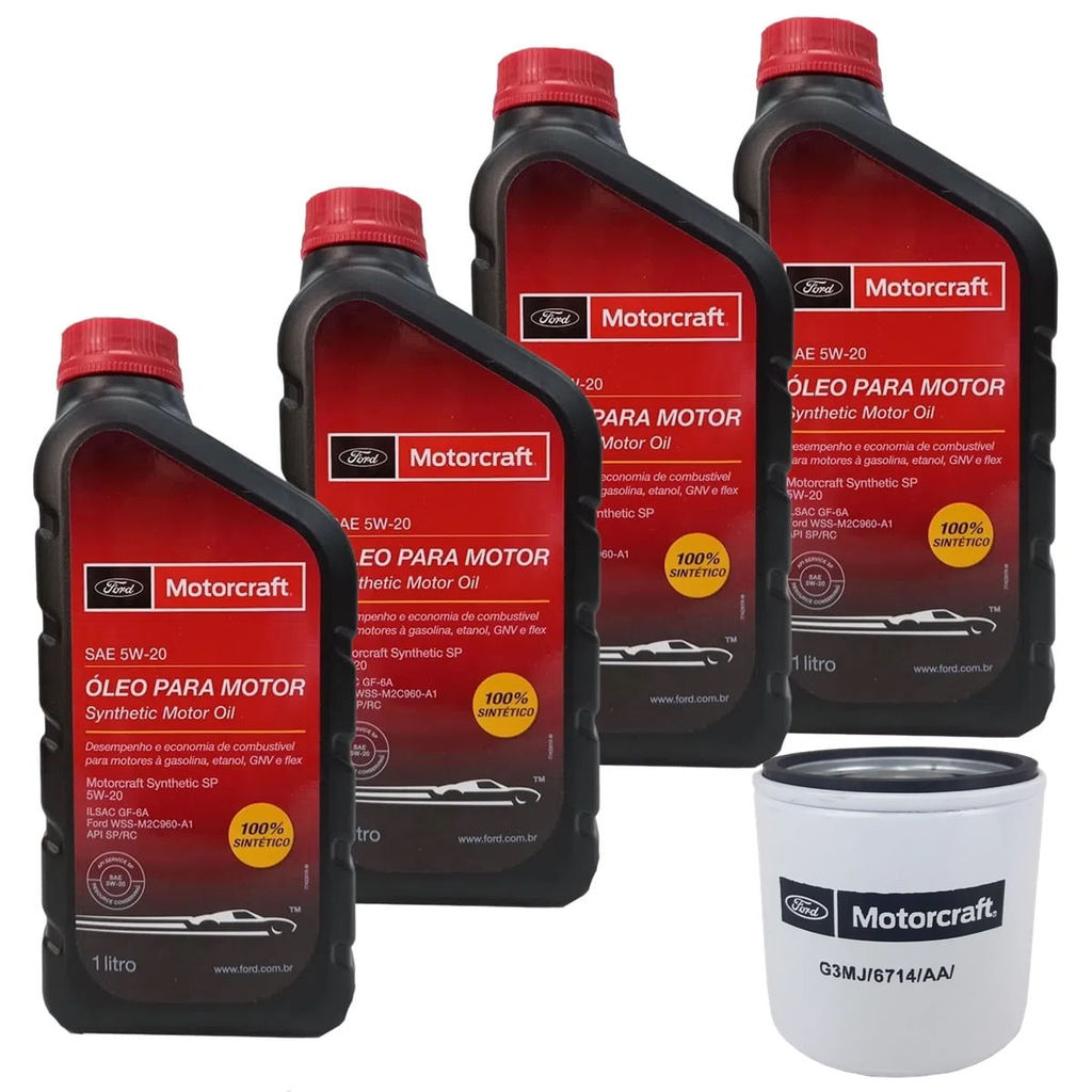 Kit Revisão 4 Litros de Óleo 5W20 + Filtro de Óleo  Ford Ka Ecosport New Fiesta 2014 a 2022 em Oferta na Shopee