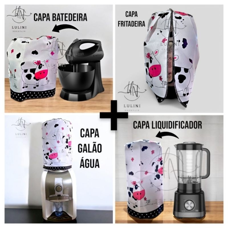 Conjunto Capas Eletrodomésticos 4 Peças Liquidificador Batedeira Air Fryer  Galão