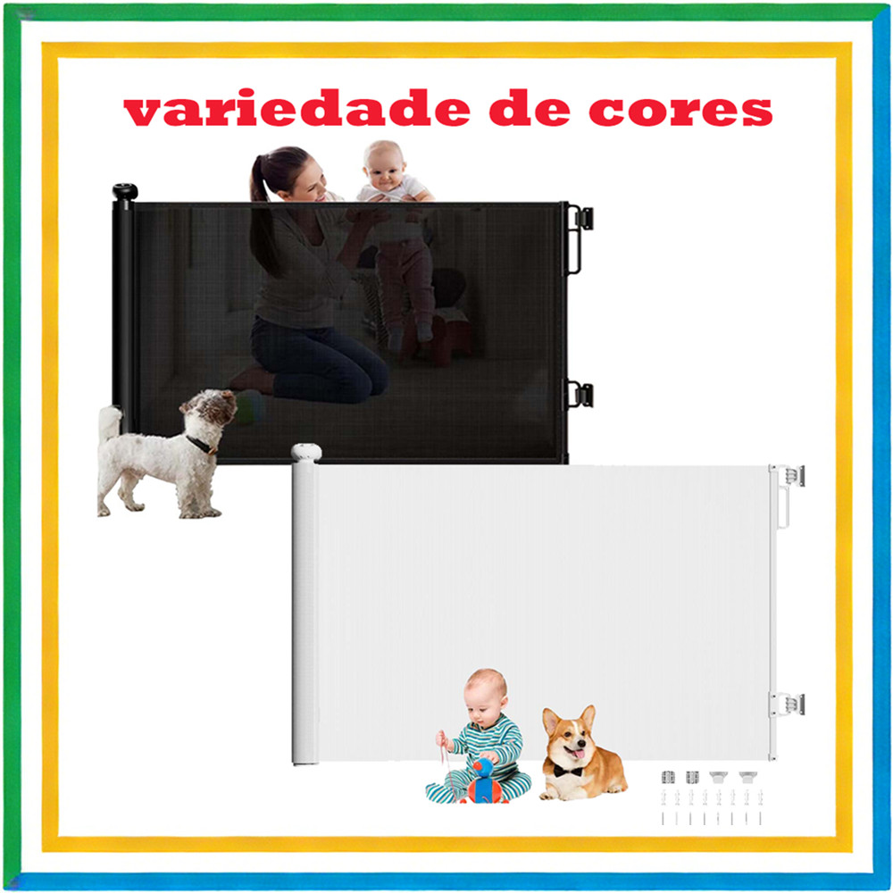 Porta retrátil de segurança para escada, sem perfuração, altura da porta de segurança, 86cm, cerca de isolamento para an