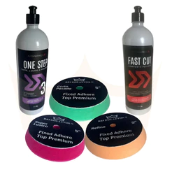 Polimento One Step Fast Cut + Kit Boinas Top Premium 5 Polegadas Corte Lustro Refino