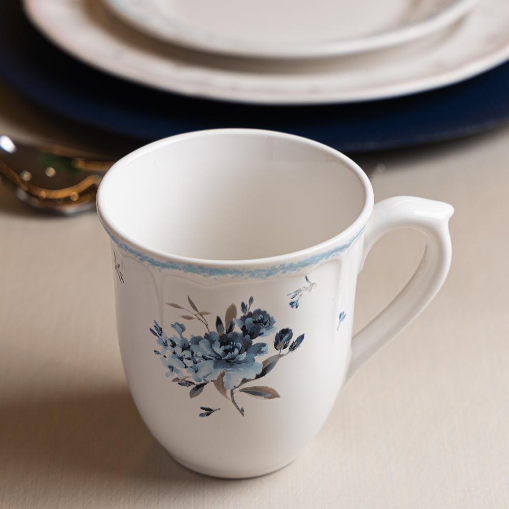 Caneca Wolff Florescer 330ml Azul Cerâmica em Oferta na Shopee