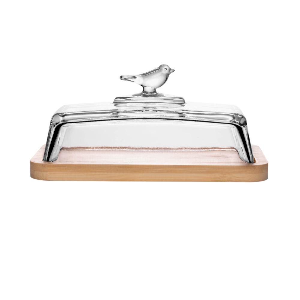 Manteigueira com Base em Bambu Wolff Bird com Tampa Vidro em Oferta na Shopee