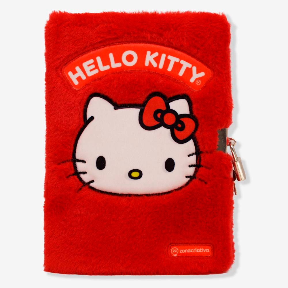 Caderno Diário com Cadeado Pelúcia Hello Kitty