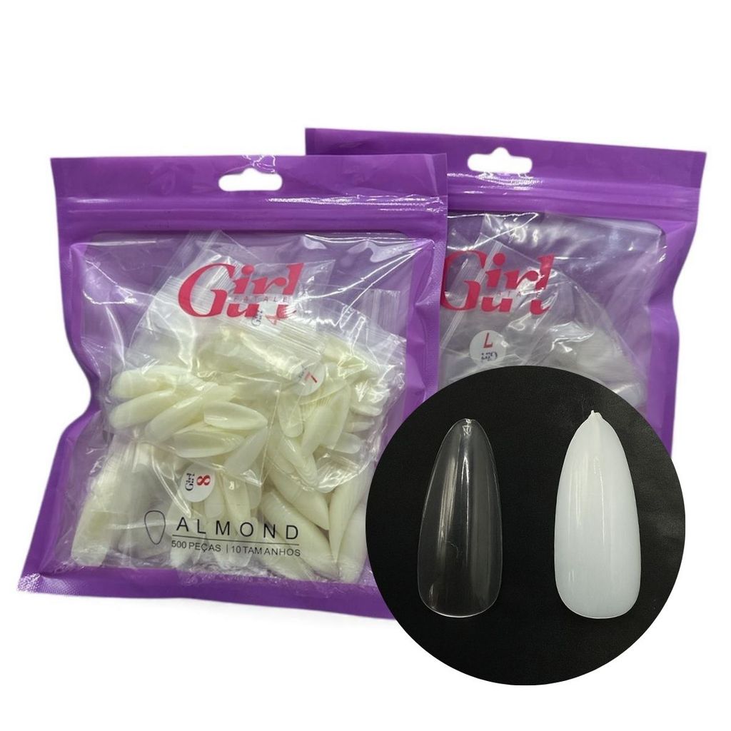 Unha Postiça Almond com 500 Unidades- Girl Fatale em Oferta na Shopee