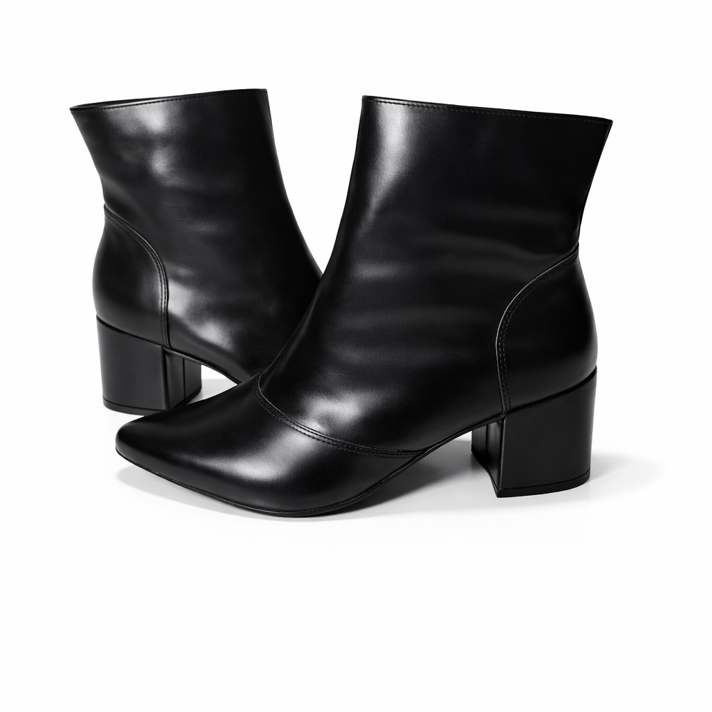 Bota Feminina Cano Curto Salto Grosso Bico Fino Elegante Confortável Rosa Chic Calçados