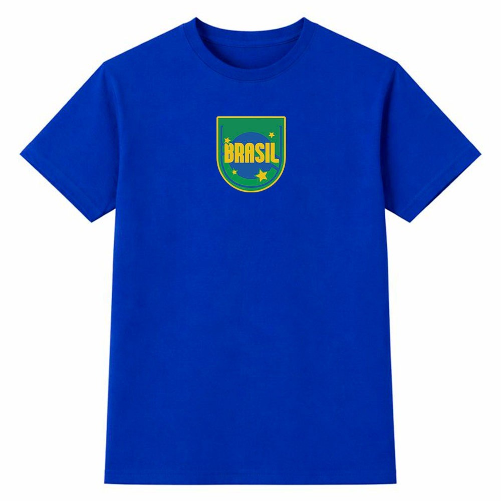 Camiseta Masculina 100% Algodão Camisa Brasil Escudo Moderno Futebol Copa do Mundo Torcida 