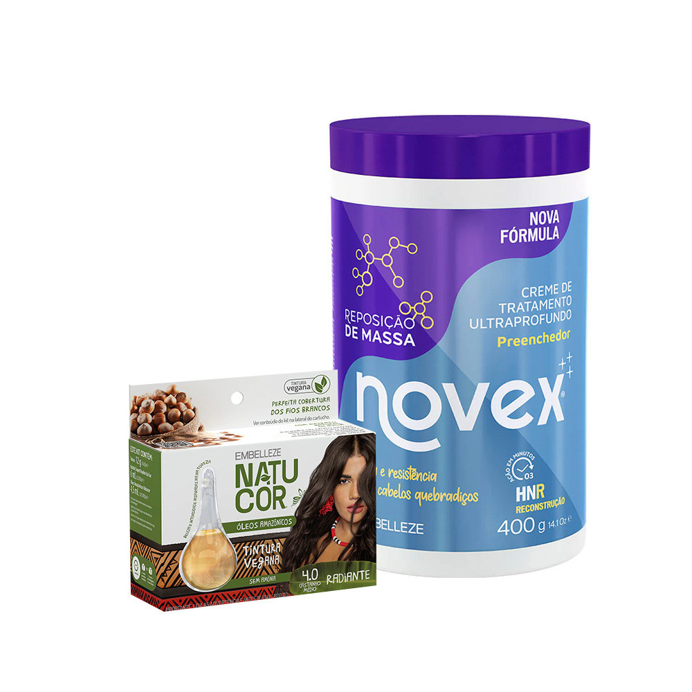 Kit Natucor Óleos Da Amazônia Castanho Médio 4.0 + Novex Reposição De Massa 400G em Oferta na Shopee