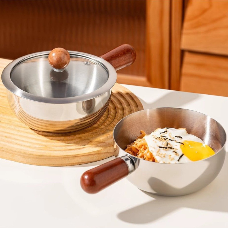 Panela pequena Utensílios de cozinha de aço inoxidável 304 Cozinhar alimentos complementares domésticos Pote de gordura