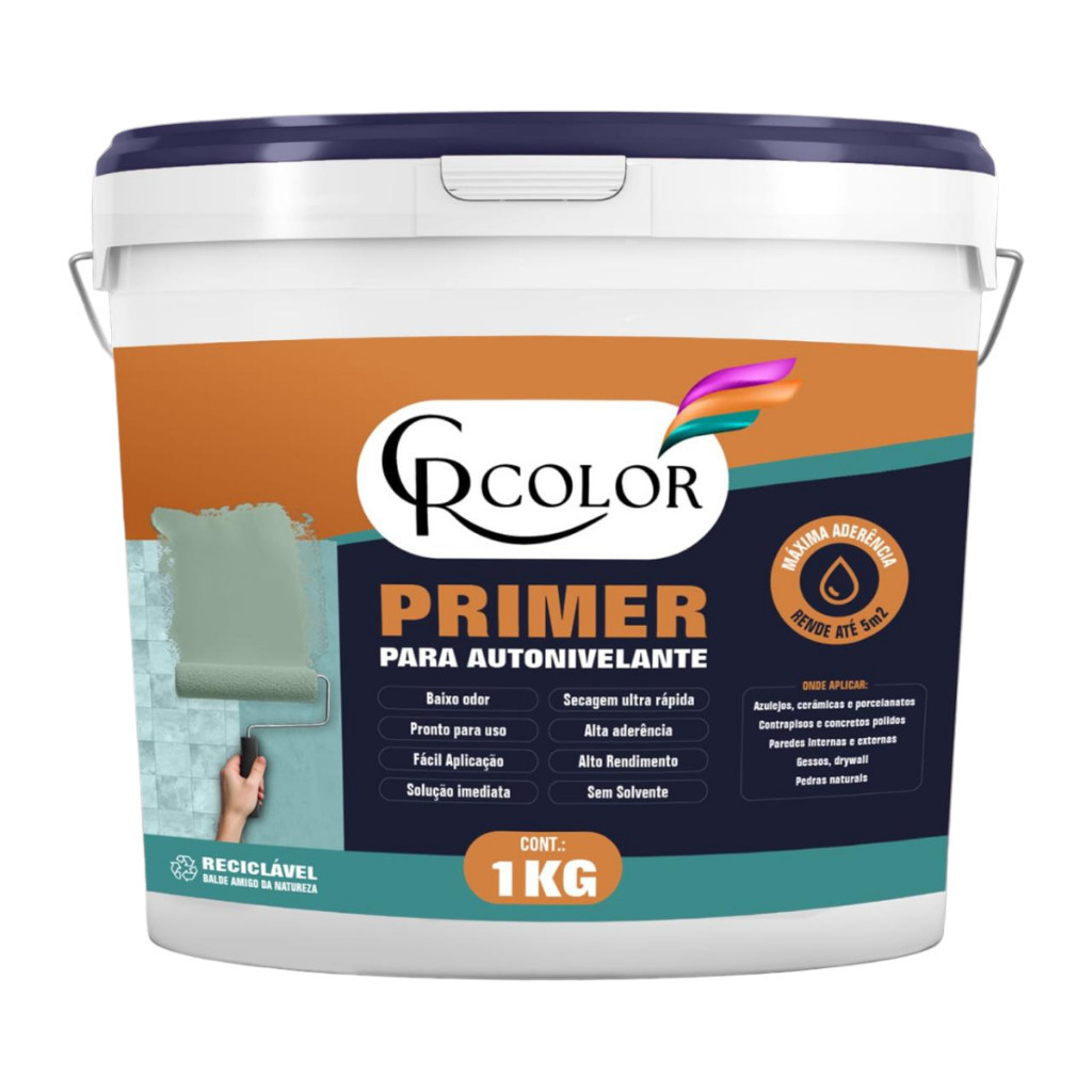 Primer Promotor de Aderência Azuleijo Porcelanato Piso Concreto Primer Universal  CRCOLOR 1kg Autonivelante