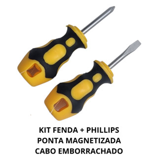Kit chave toco Fenda/Phillips emborrachada 3/16" x 1.1/2" com Ponta Magnética - Vonder Plus em Oferta na Shopee