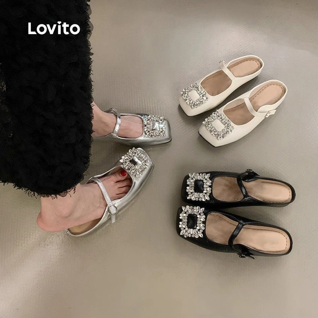 Lovito Sapatos Femininos Elegantes com Strass Mary Janes LFA91162