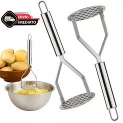 Amassador de Batata em Aço Inox Reforçado Utensílio de Cozinha Purês Legumes e Alimentos Cozidos