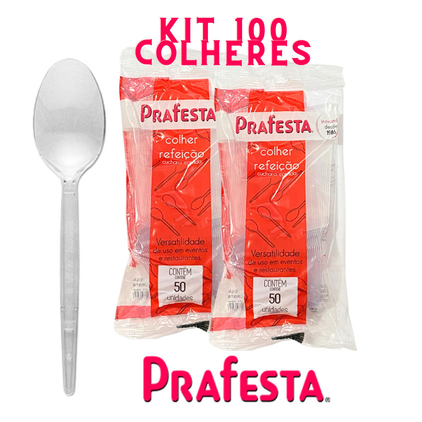 KIT COLHER REFEIÇÃO PRAFESTA CRISTAL 100/300/500 unidades