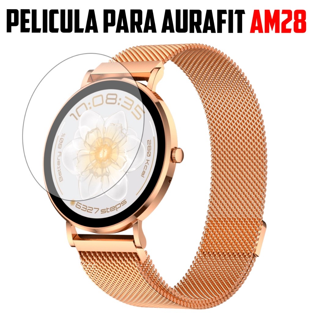 Película de Proteção para Smartwatch Aurafit AM28 – Vidro Temperado HD Transparente