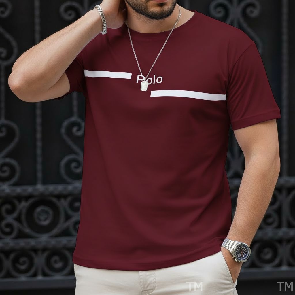 Camiseta Básica Estilosa Masculina Estampada Polo Listras Camisa Malha Respirável Academia