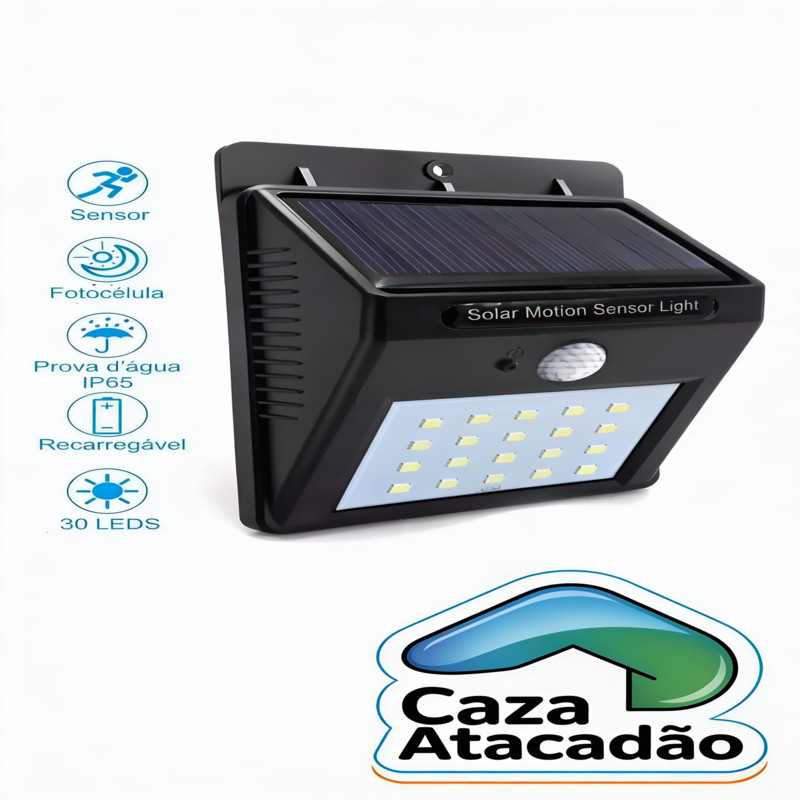 Kit 3/5 Luminária Solar Luz Led Com Sensor Presença Automático Estrutura Preto